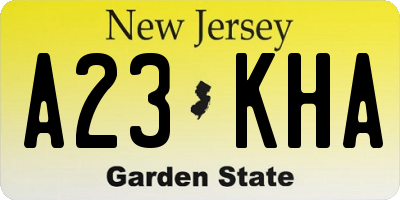 NJ license plate A23KHA