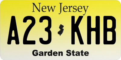 NJ license plate A23KHB