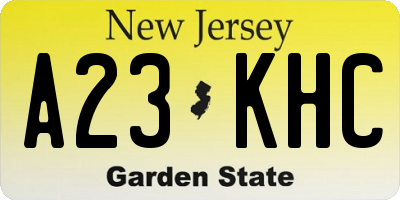 NJ license plate A23KHC