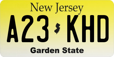 NJ license plate A23KHD