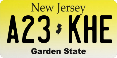 NJ license plate A23KHE