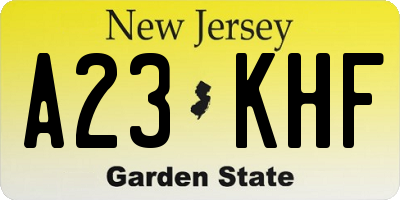 NJ license plate A23KHF