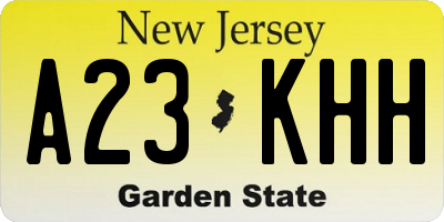NJ license plate A23KHH