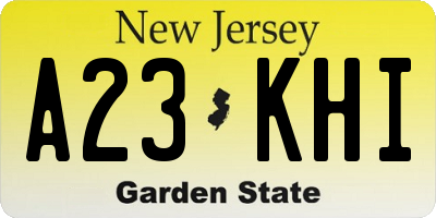 NJ license plate A23KHI