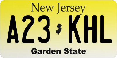 NJ license plate A23KHL