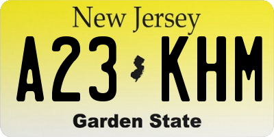 NJ license plate A23KHM
