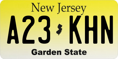 NJ license plate A23KHN