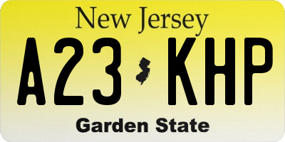 NJ license plate A23KHP