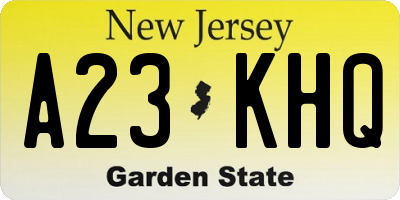 NJ license plate A23KHQ