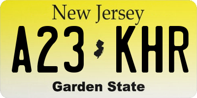 NJ license plate A23KHR