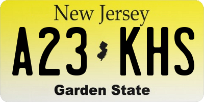 NJ license plate A23KHS