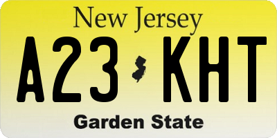NJ license plate A23KHT