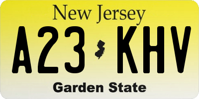 NJ license plate A23KHV
