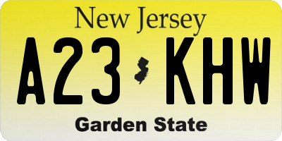 NJ license plate A23KHW