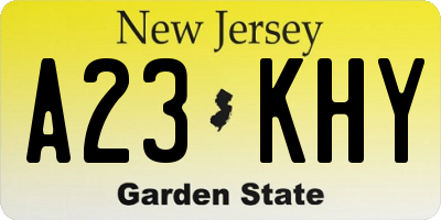 NJ license plate A23KHY
