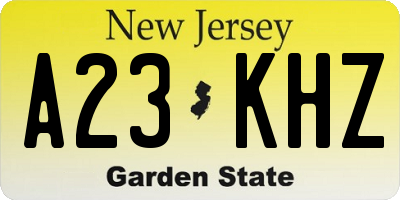 NJ license plate A23KHZ