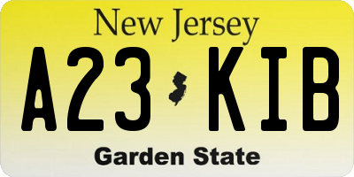 NJ license plate A23KIB