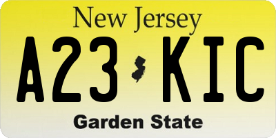 NJ license plate A23KIC