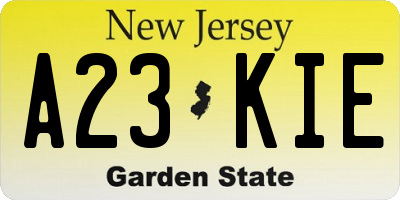 NJ license plate A23KIE
