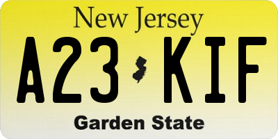 NJ license plate A23KIF