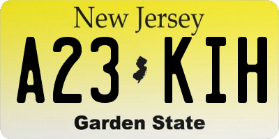 NJ license plate A23KIH