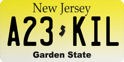 NJ license plate A23KIL