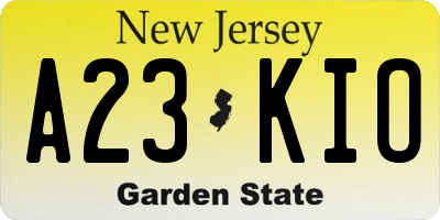 NJ license plate A23KIO