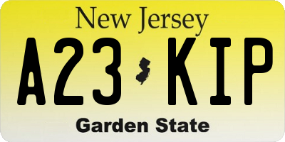 NJ license plate A23KIP