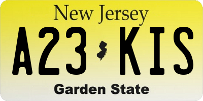 NJ license plate A23KIS
