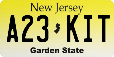 NJ license plate A23KIT