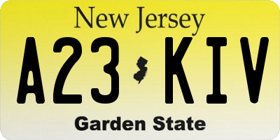 NJ license plate A23KIV