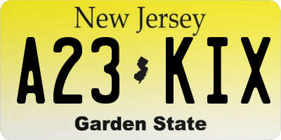 NJ license plate A23KIX