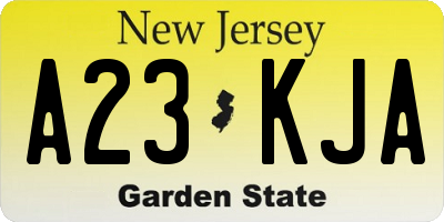 NJ license plate A23KJA