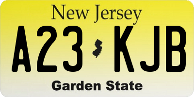 NJ license plate A23KJB