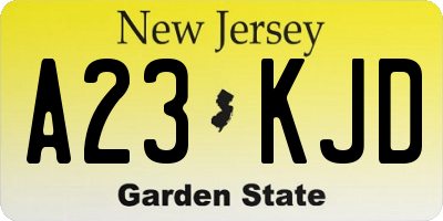 NJ license plate A23KJD