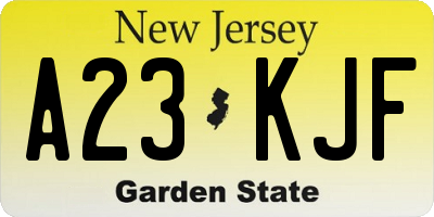 NJ license plate A23KJF
