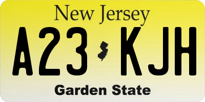 NJ license plate A23KJH