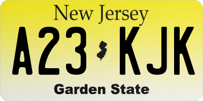 NJ license plate A23KJK
