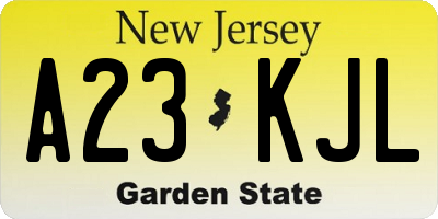 NJ license plate A23KJL