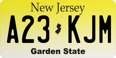 NJ license plate A23KJM