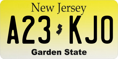 NJ license plate A23KJO