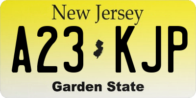 NJ license plate A23KJP