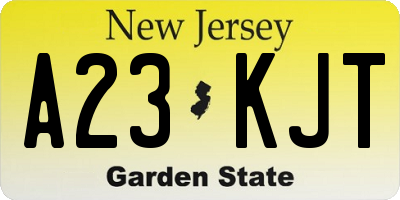 NJ license plate A23KJT