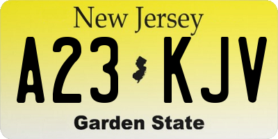 NJ license plate A23KJV
