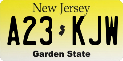 NJ license plate A23KJW