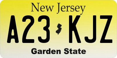 NJ license plate A23KJZ