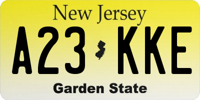 NJ license plate A23KKE