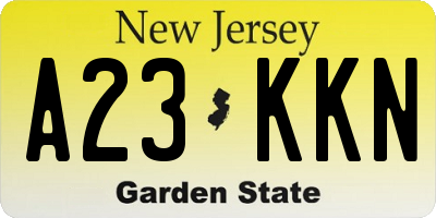 NJ license plate A23KKN