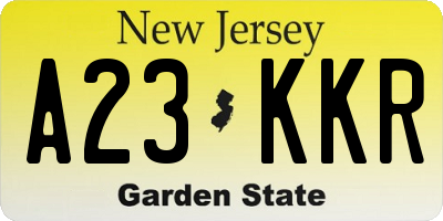 NJ license plate A23KKR