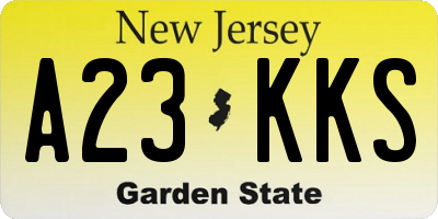 NJ license plate A23KKS